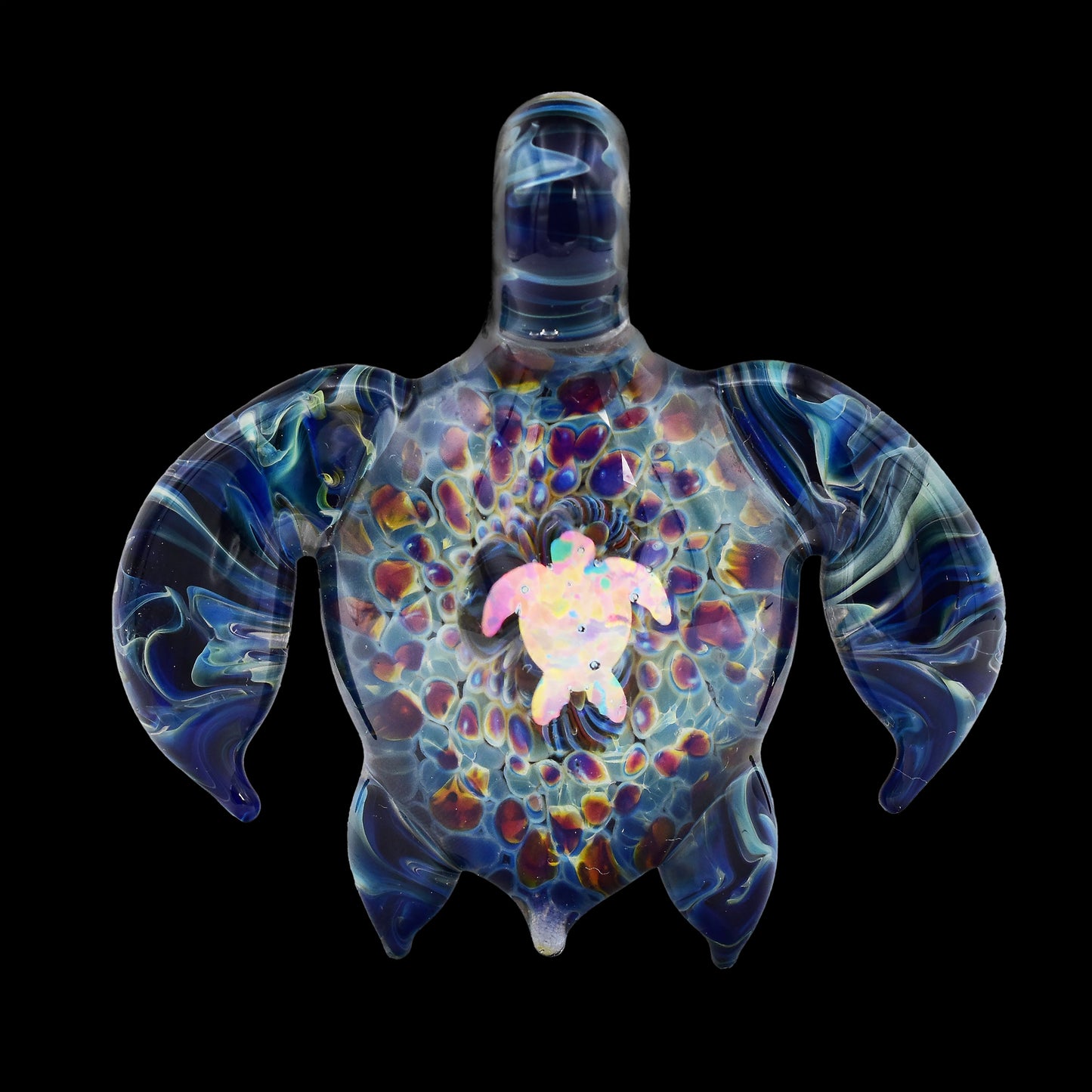 Katherman Glass/Paulie Two Fingers Opal Turtle Pendant