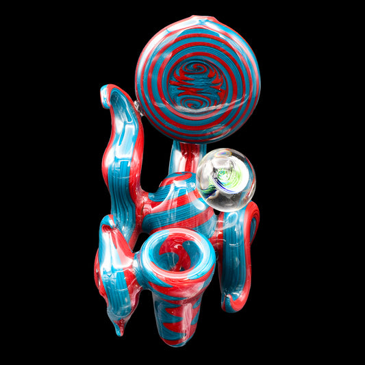 Red and Blue Heady Wig-Wag Pipe